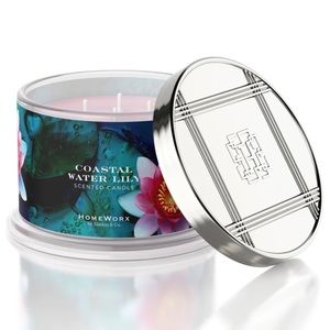 HomeWorx Coastal Water Lily 4 Wick Scented Candle